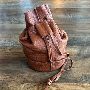 Hancock & Moore Brown Leather Drawstring Satchel